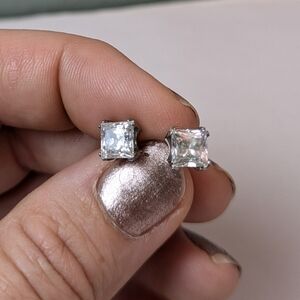 Cubic Zirconia Square Post Earrings